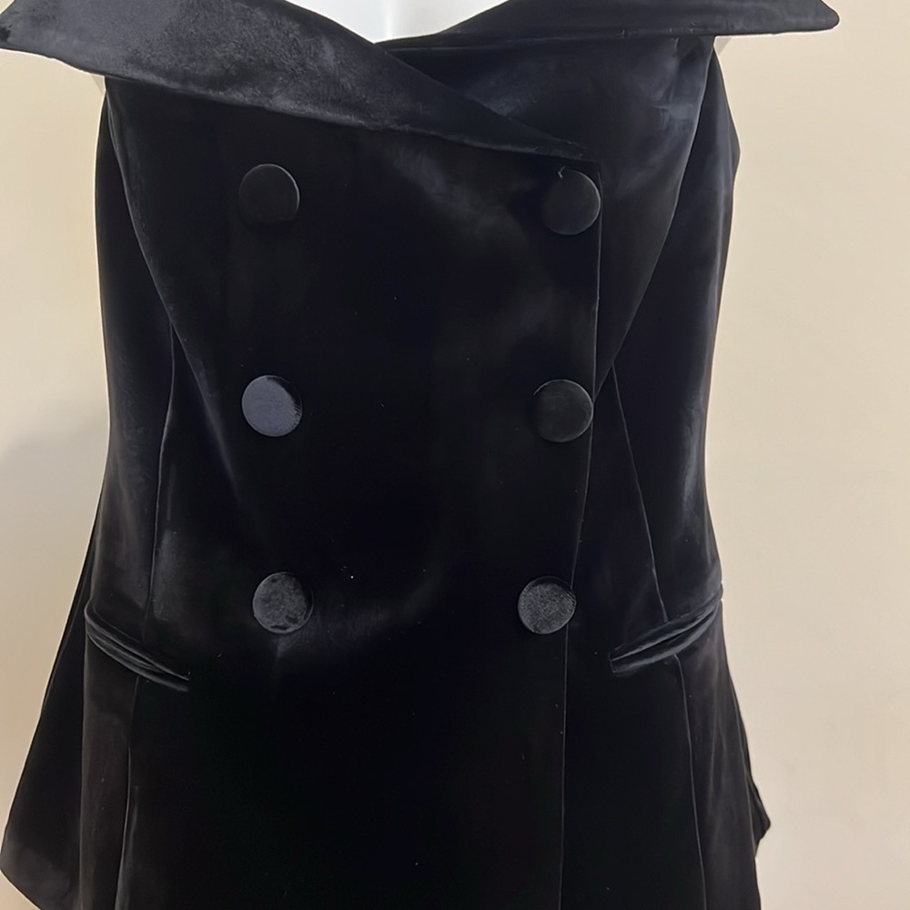 NEW Express Black Velvet off the shoulder faux double breasted vest sizes XS ,L - Picture 5 of 16